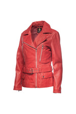 Double Rider Women Leather Jacket-Scarlet