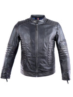 Cafe Racer Leather Jacket - Black