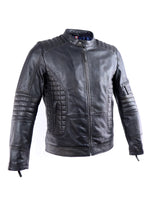Cafe Racer Leather Jacket - Black