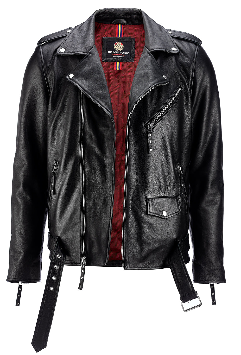 Black Double Rider Faux Leather Jacket For Men's-Made In USA ...