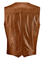Moto Leather Vest - Tan