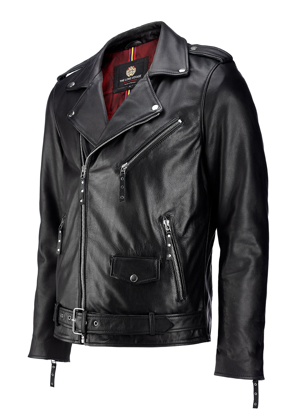 Black Double Rider Faux Leather Jacket For Men's-Made In USA