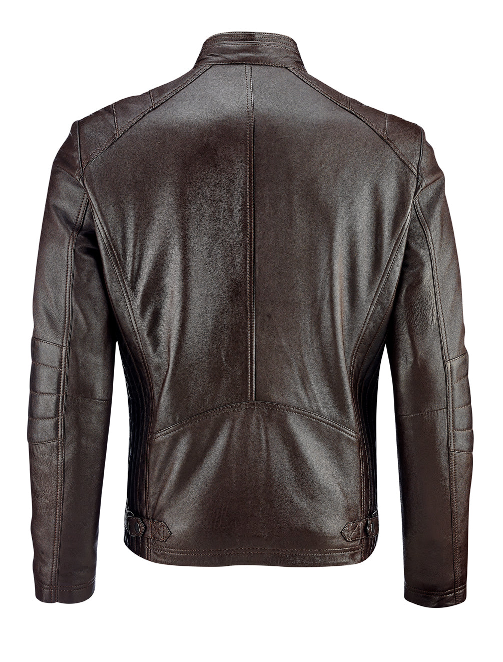 Men's High Neck Leather Jacket | Men's With Belt Plain Color Jacket
