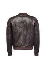 Bomber Leather Jacket-Brown