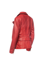 Double Rider Women Leather Jacket-Scarlet