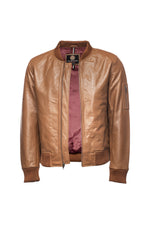 Bomber Leather Jacket- Tan