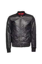 Bomber Leather Jacket-Black